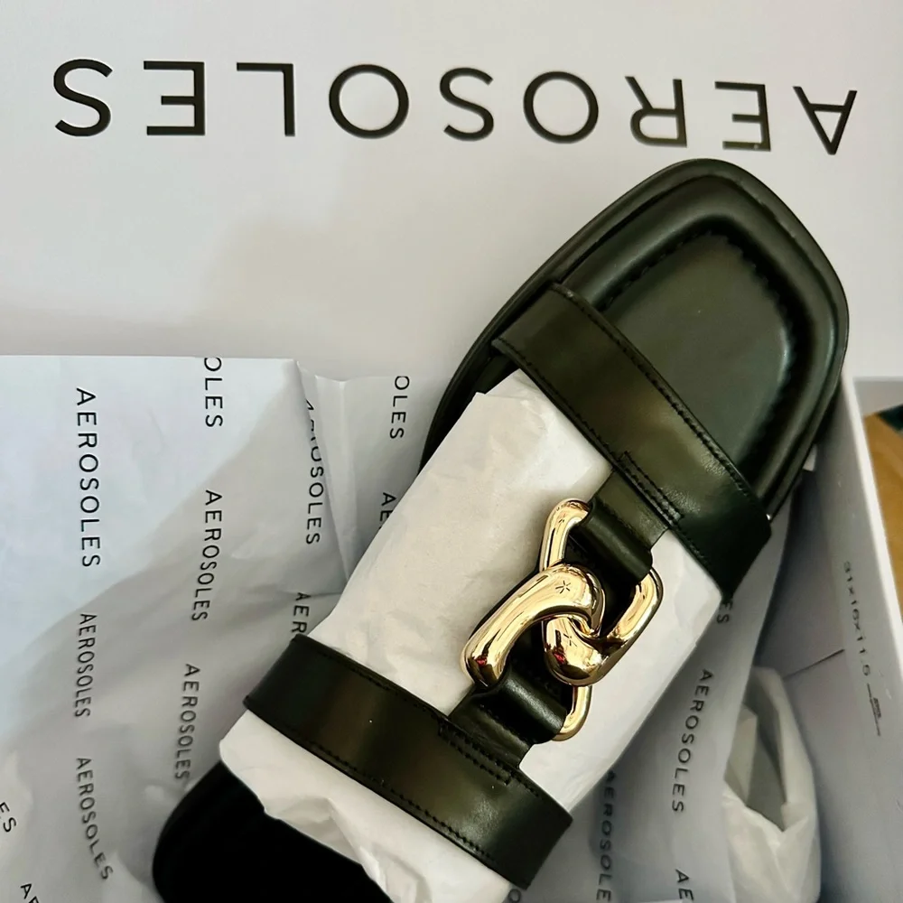 Aerosoles Black Leather Strap Sandal - size 10 - new in box - Picture 4 of 5